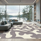 Cream Gray Swirly Vine Rug