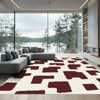 Brown and Cream Abstract Patchwork Rug
