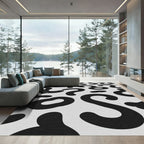Bold Black Organic Forms Rug