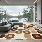 Retro Earthy Tone Rounded Squares Rug