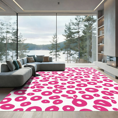 Bright Pink Scattered Circles Rug