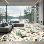 Exotic Birds Tropical Floral Cream Rug
