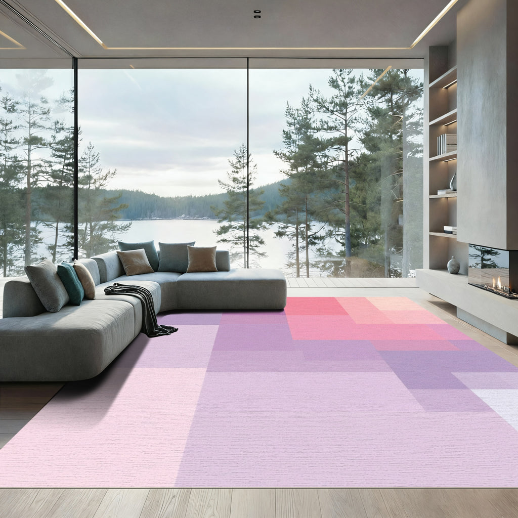 Soft Pastel Geometric Blocks Rug
