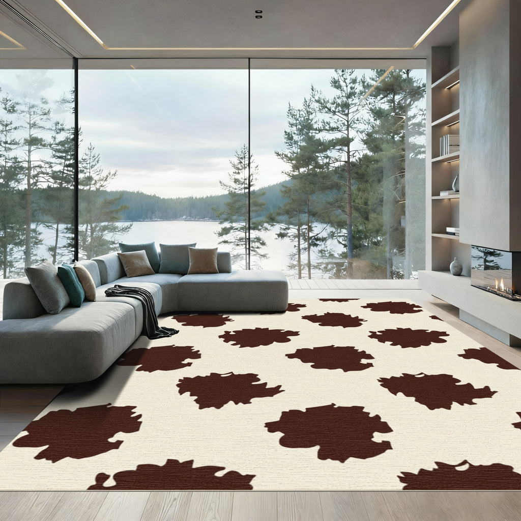 Brown Beige Blotches Contemporary Rug