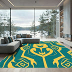 Yellow Bear Teal Geometric Ornament Rug