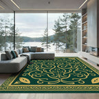 Emerald Gold Arabesque Scrollwork Rug