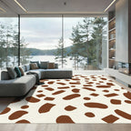 Brown Spotted Cream Abstract Shapes Rug