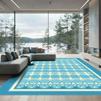 Cool Blue Abstract Circles Rug