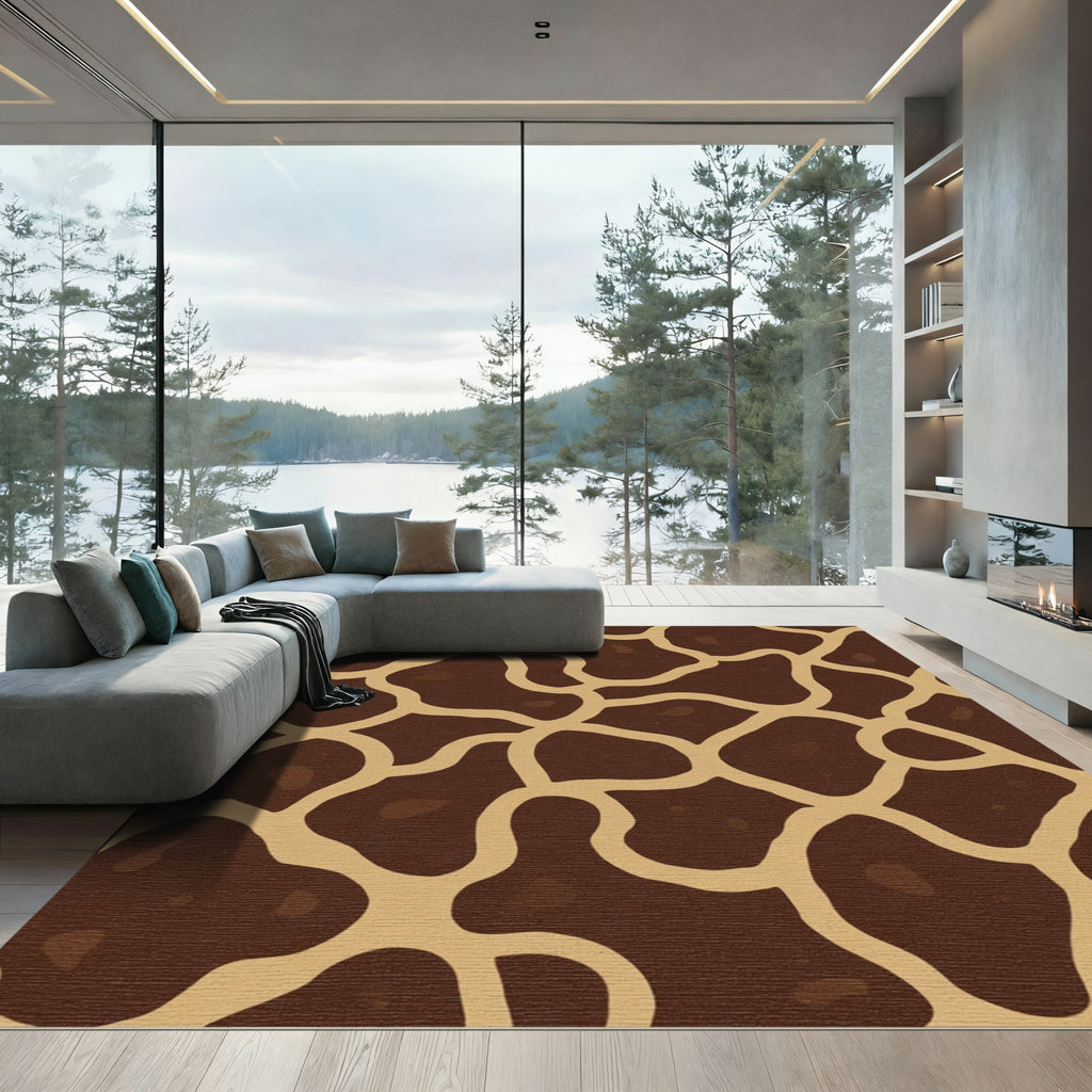 Brown tan organic giraffe spots Rug