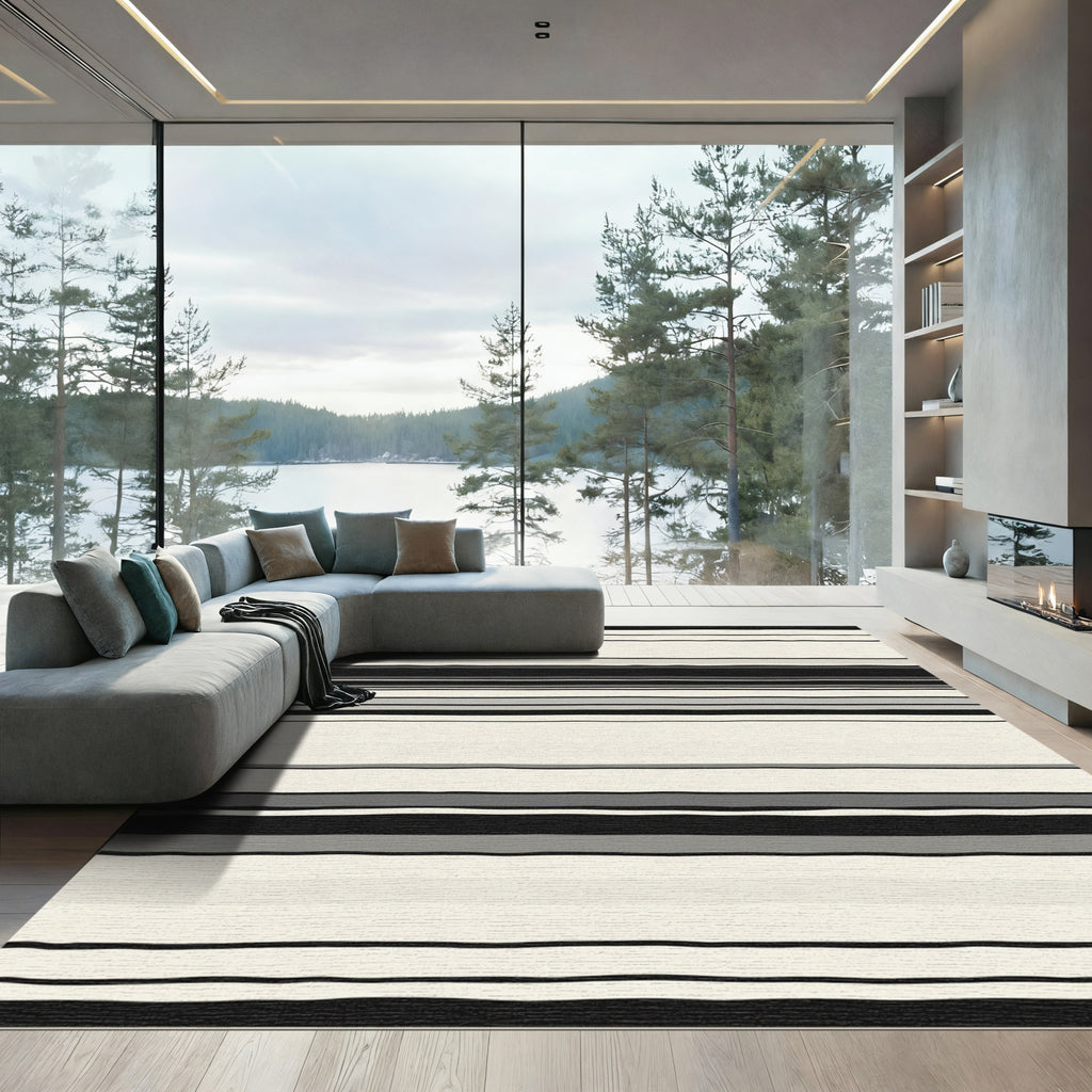 Monochromatic Gray Stripe Horizon Rug