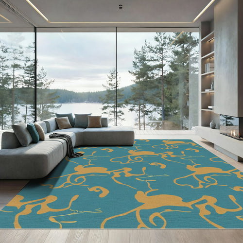 Amber Swirl Teal Organic Flow Rug