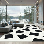 Black White Abstract Geometric Shapes Rug