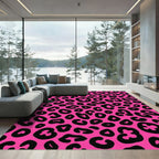Hot Pink Black Leopard Spot Rug