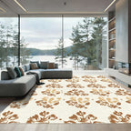 Earthy Brown Organic Floral Arrangement Rug