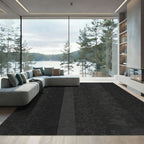 Dark Charcoal Abstract Vertical Stripe Rug