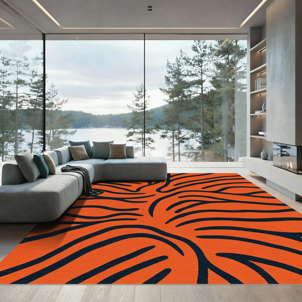 Fiery Orange Dark Animal Print Rug