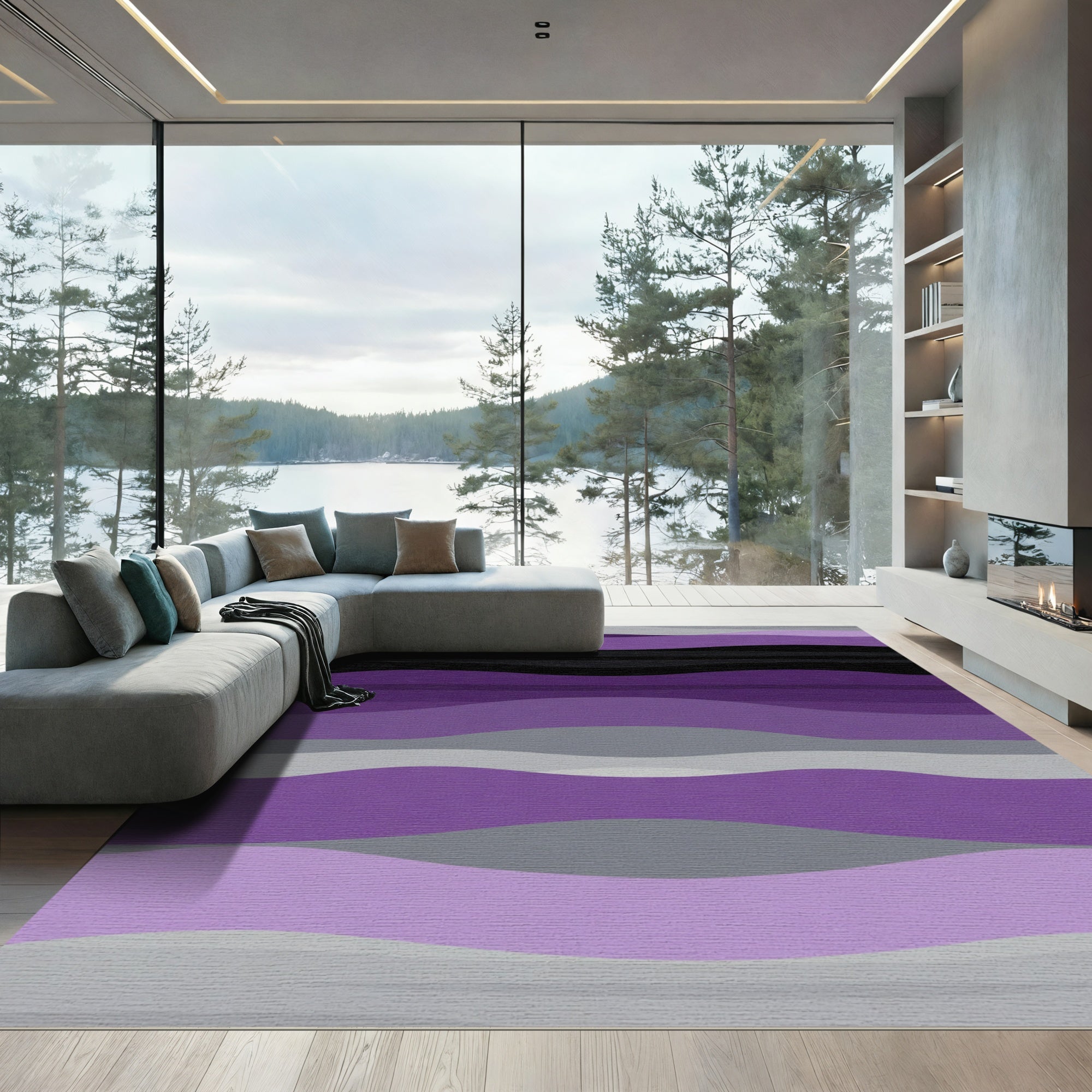 Amethyst Gray Gradient Wave Rug