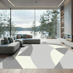 Modern Gray Cream Abstract Forms Rug