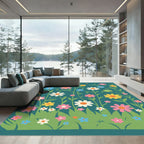 Whimsical Retro Floral Garden Rug