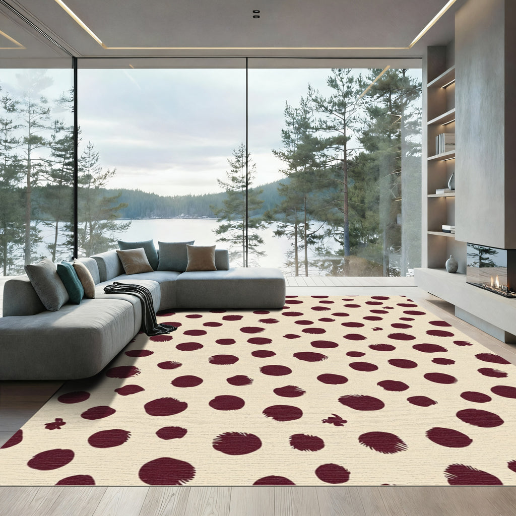 Deep Red Polka Dot Scatter Rug