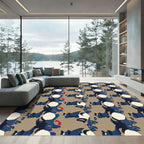 Abstract Blue Earth Tone Shapes Rug