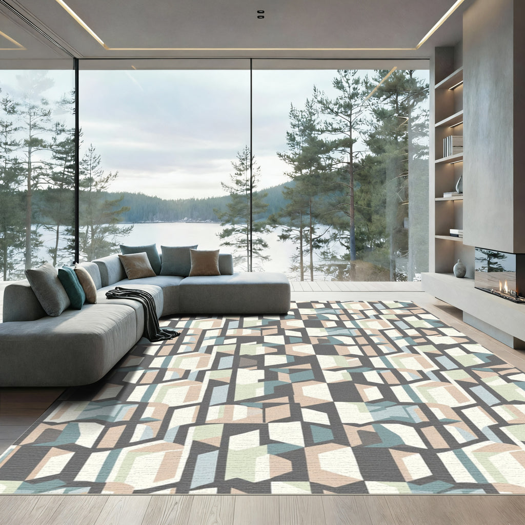 Geometric Cube Illusion Shadow Rug