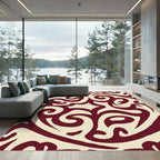 Crimson Swirl Cream Elegant Ornament Rug