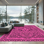 Vivid Pink Tiger Swirls Frame Rug