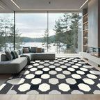 Monochromatic Geometric Octagon Arrangement Rug