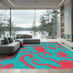Red Abstract Spiky Organic Shapes Rug