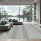 Subtle Gray Vertical Bar Abstract Rug