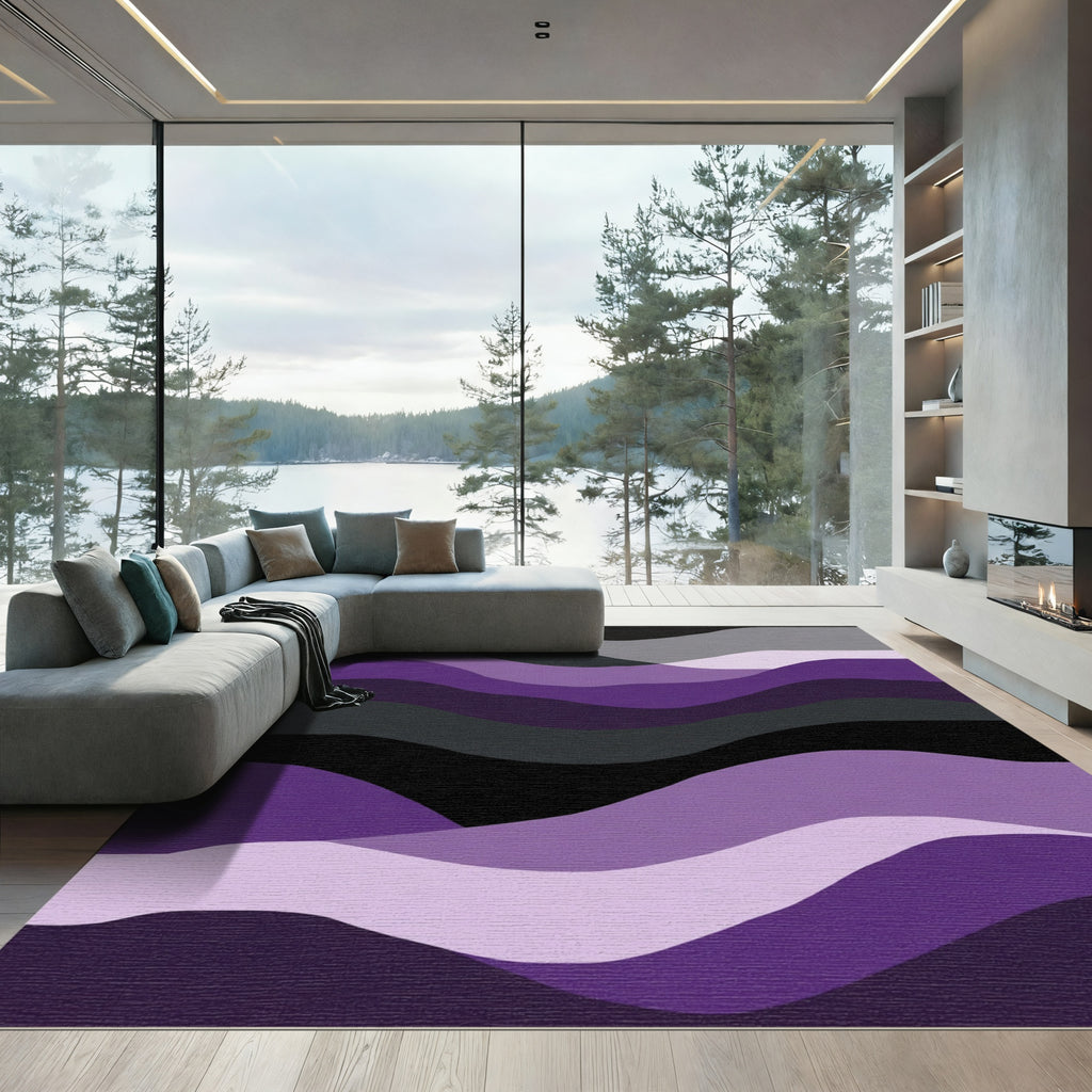 Abstract Purple Gradient Wave Rug