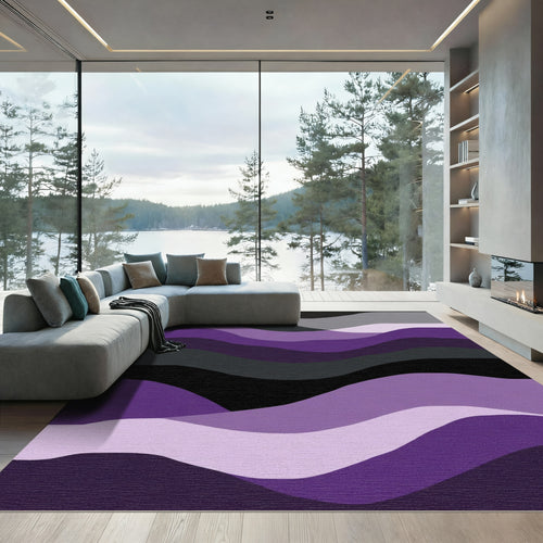 Abstract Purple Gradient Wave Rug