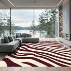 Crimson Cream Wavy Stripes Rug