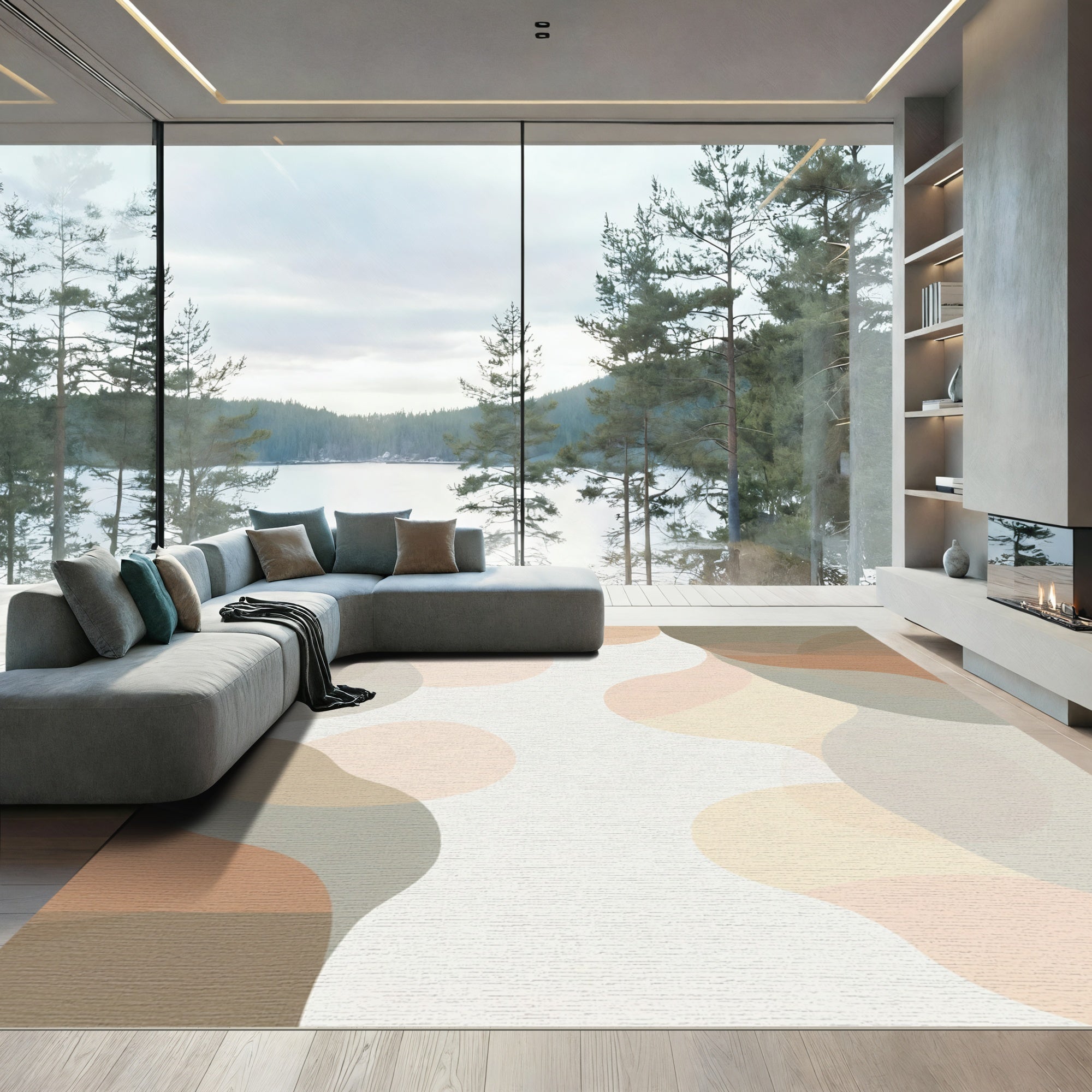 Terra Cotta Blush Abstract Blob Rug