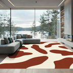 Cream Brown Abstract Blobs Rug