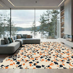 Cream Orange Black Animal Spot Rug