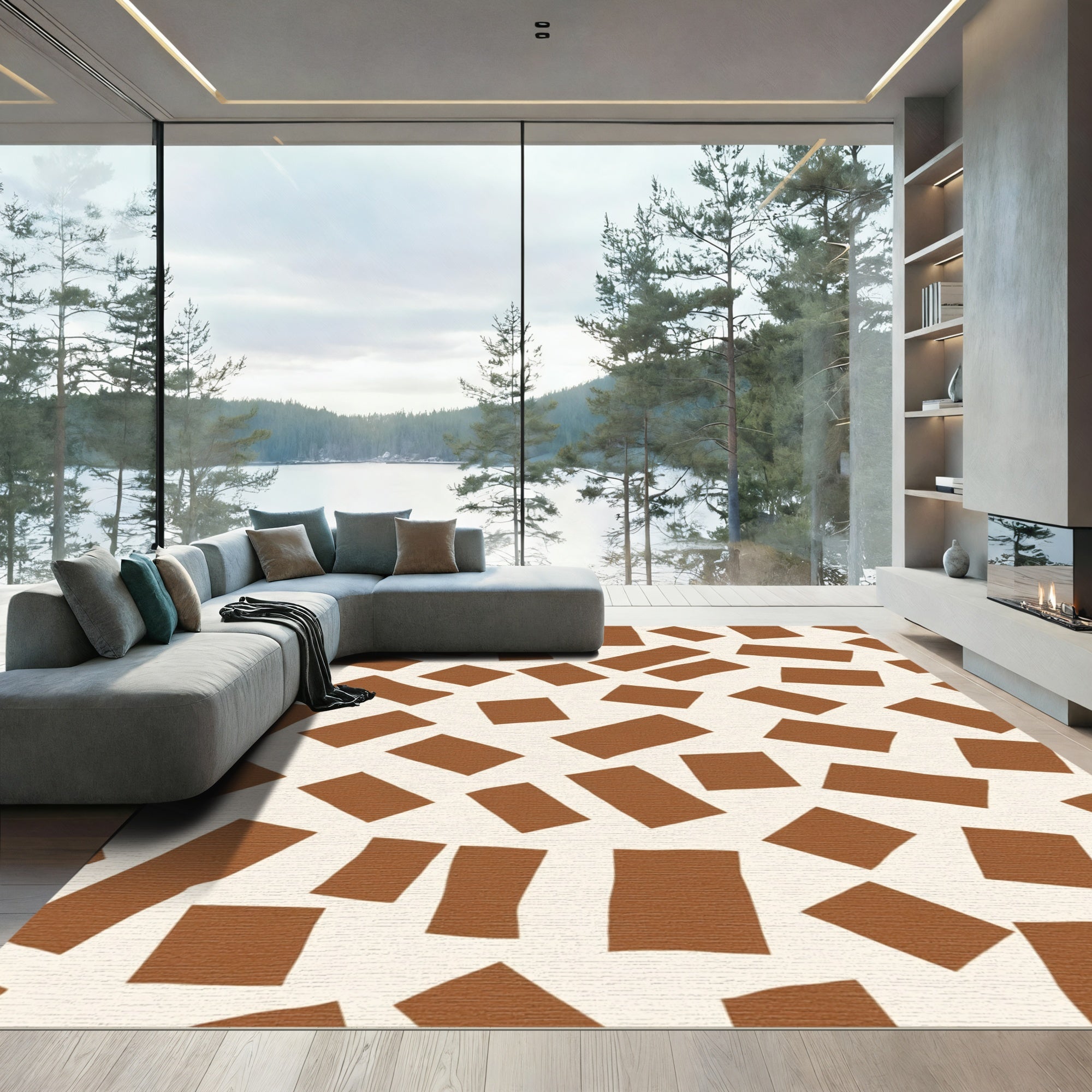 Terra Cotta Scattered Rectangles Rug