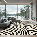 Bold Black Cream Zebra Stripe Rug