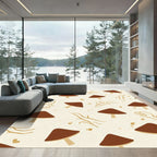 Earthy Mushroom Forest Line Drawing Rug