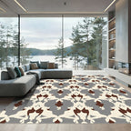 Cream Brown Gray Abstract Symmetry Rug