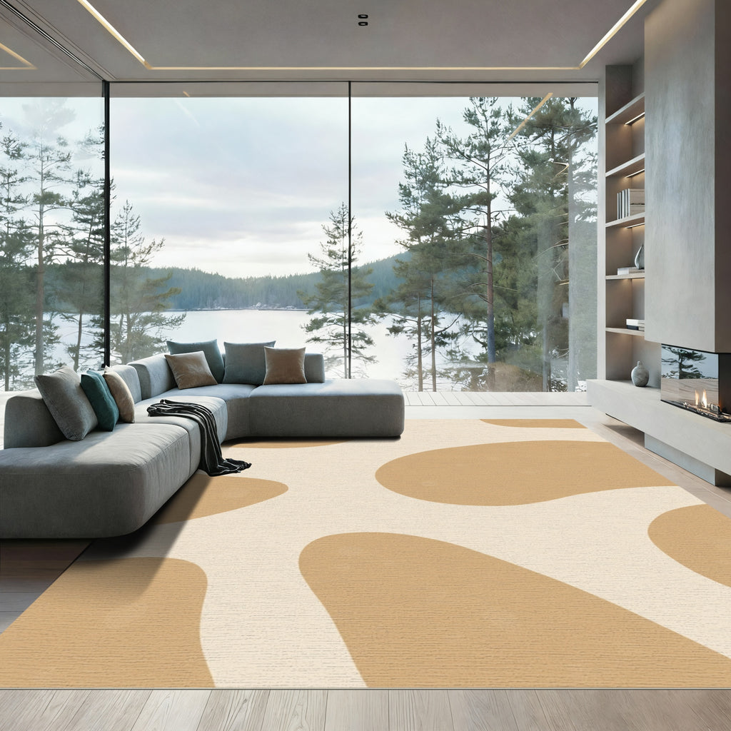 Caramel Cream Organic Blob Rug