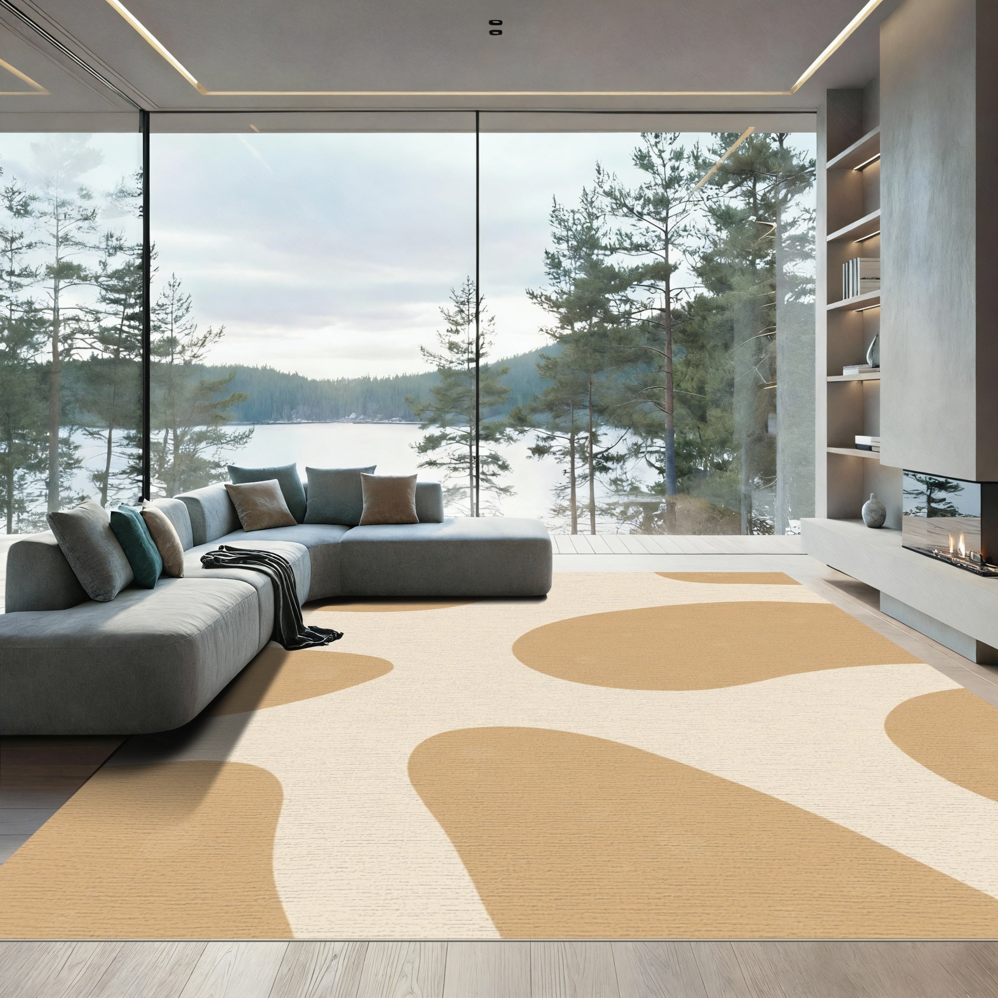 Caramel Cream Organic Blob Rug