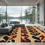 Bold Red Black Organic Stripe Rug
