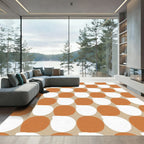 Terracotta Tan White Organic Grid Rug