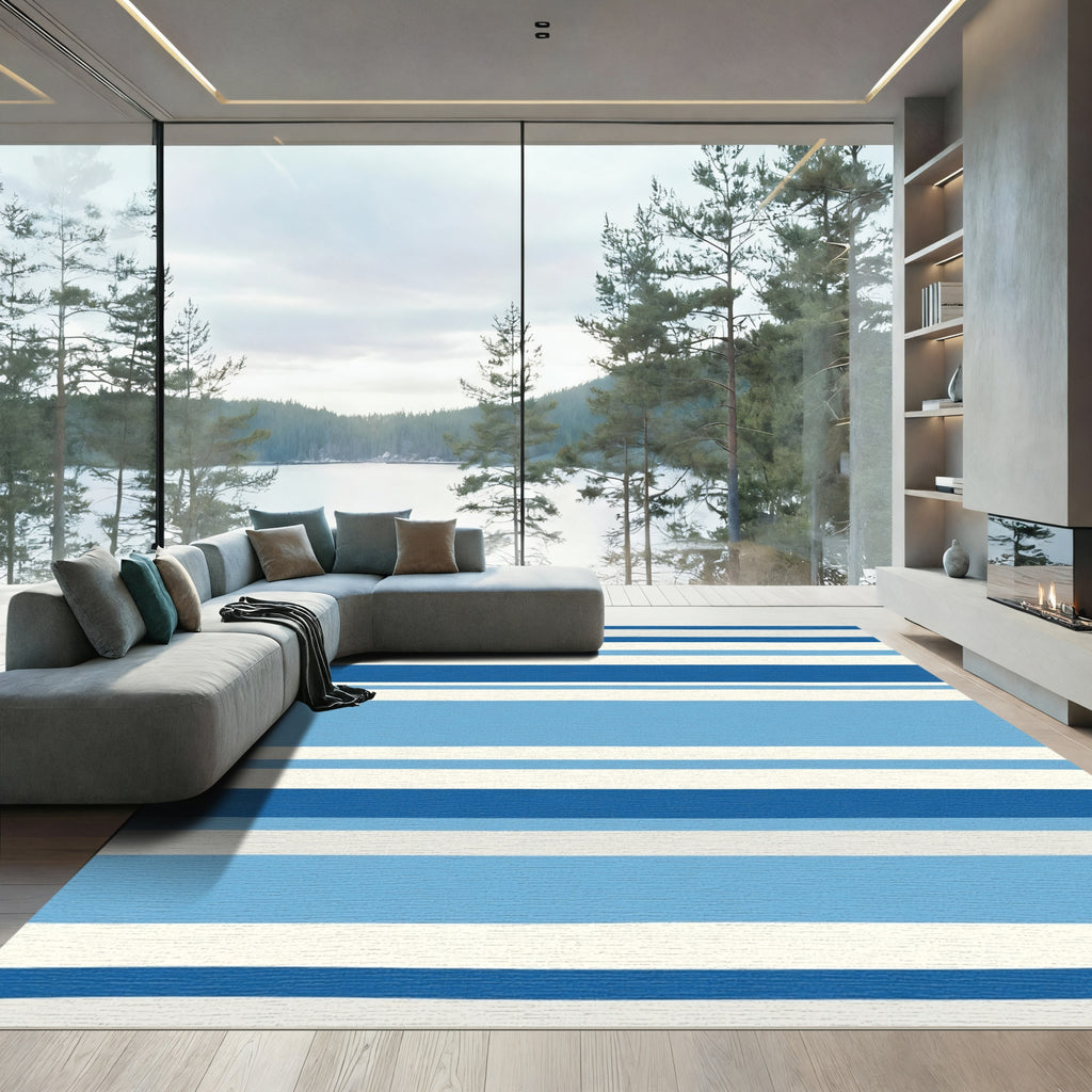 Coastal Blue Stripe Horizon Rug