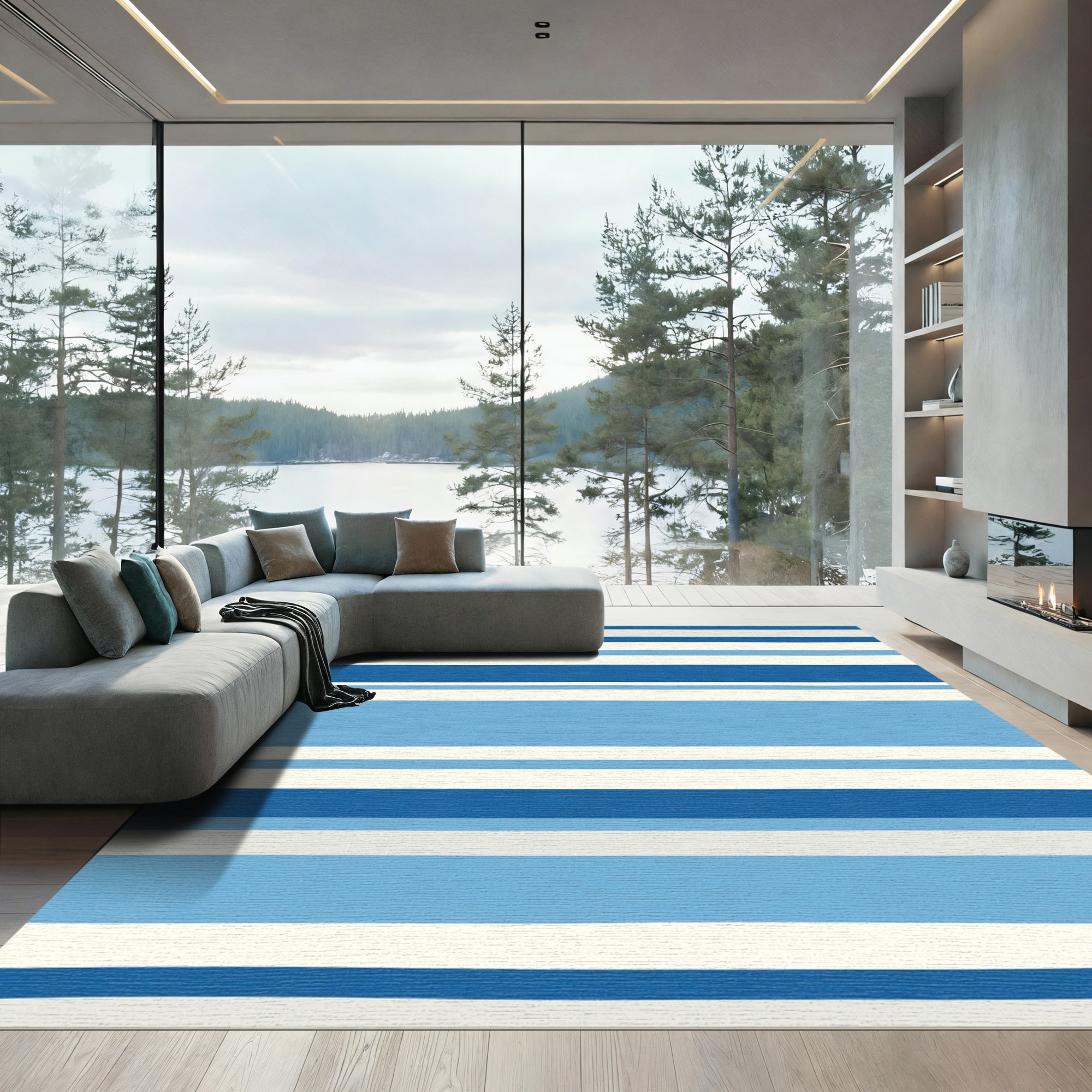 Coastal Blue Stripe Horizon Rug