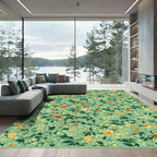 Verdant Orange Floral Vine Rug