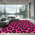 Hot Pink Black Leopard Spots Rug