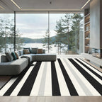 Bold Black and White Vertical Stripe Rug